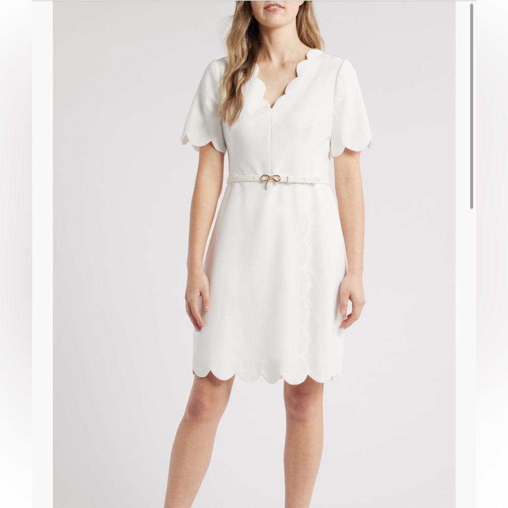 Eliza J White Scalloped Mini Dress